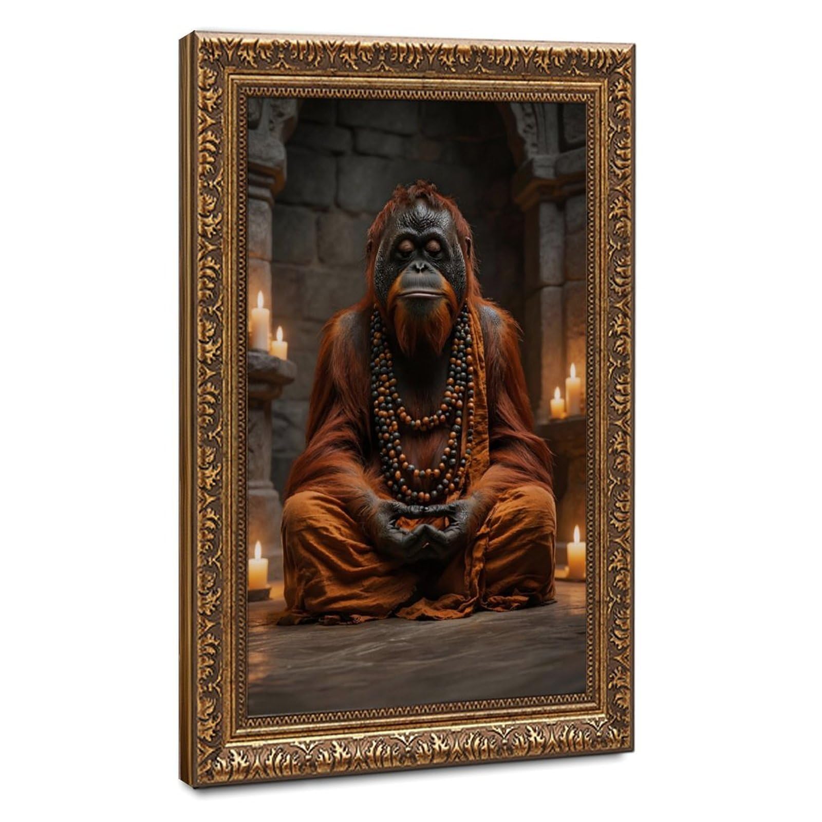 Bareronor Zen Ape Meditating Canvas Poster for Living Room Decor Gift