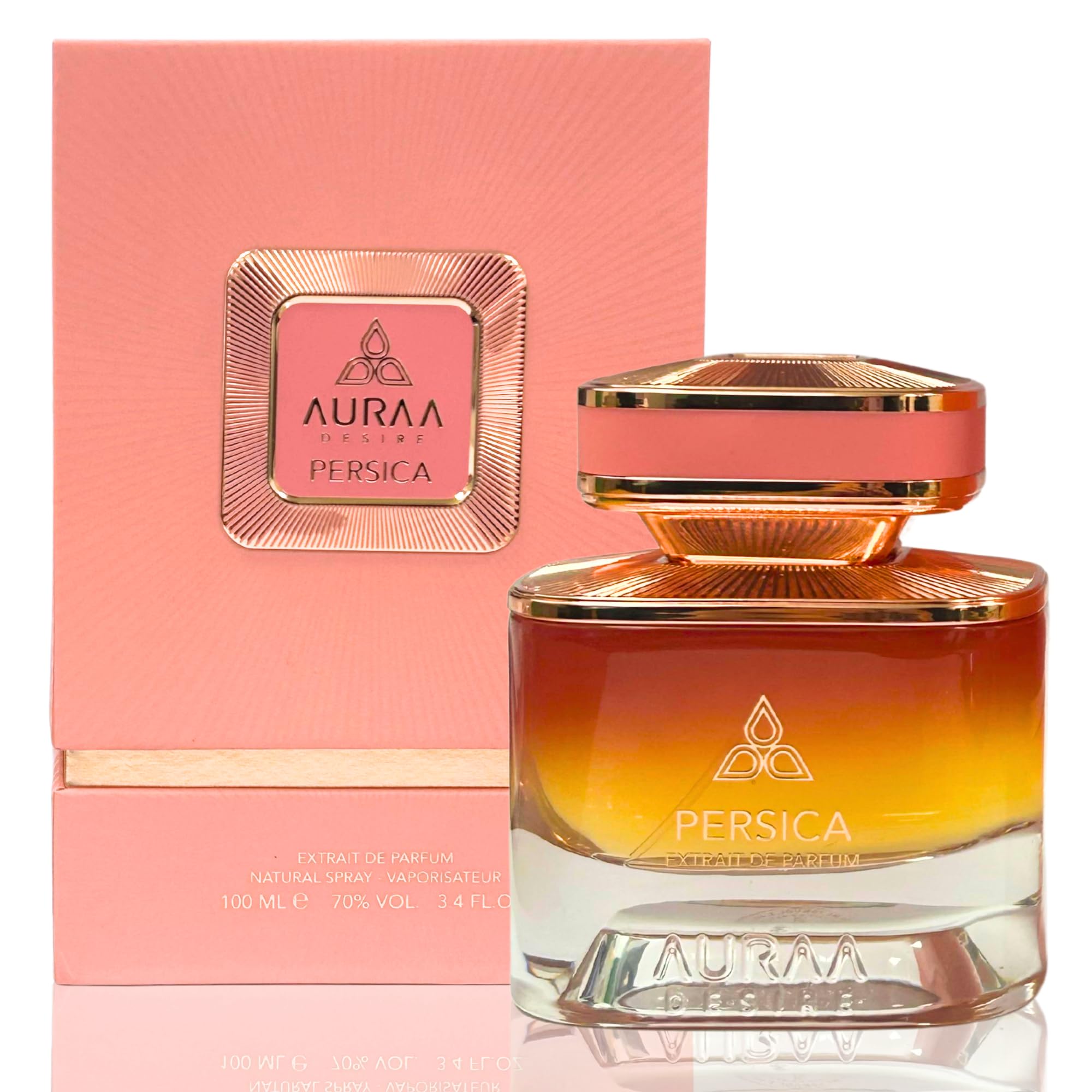 Auraa DesirePersica Extrait De Parfum 100ml | Floral Sweet Fragrance, Long Lasting Unisex Perfume for Men & Women | Baie Rose, Saffron, Vanilla & Musk Notes - Babycat