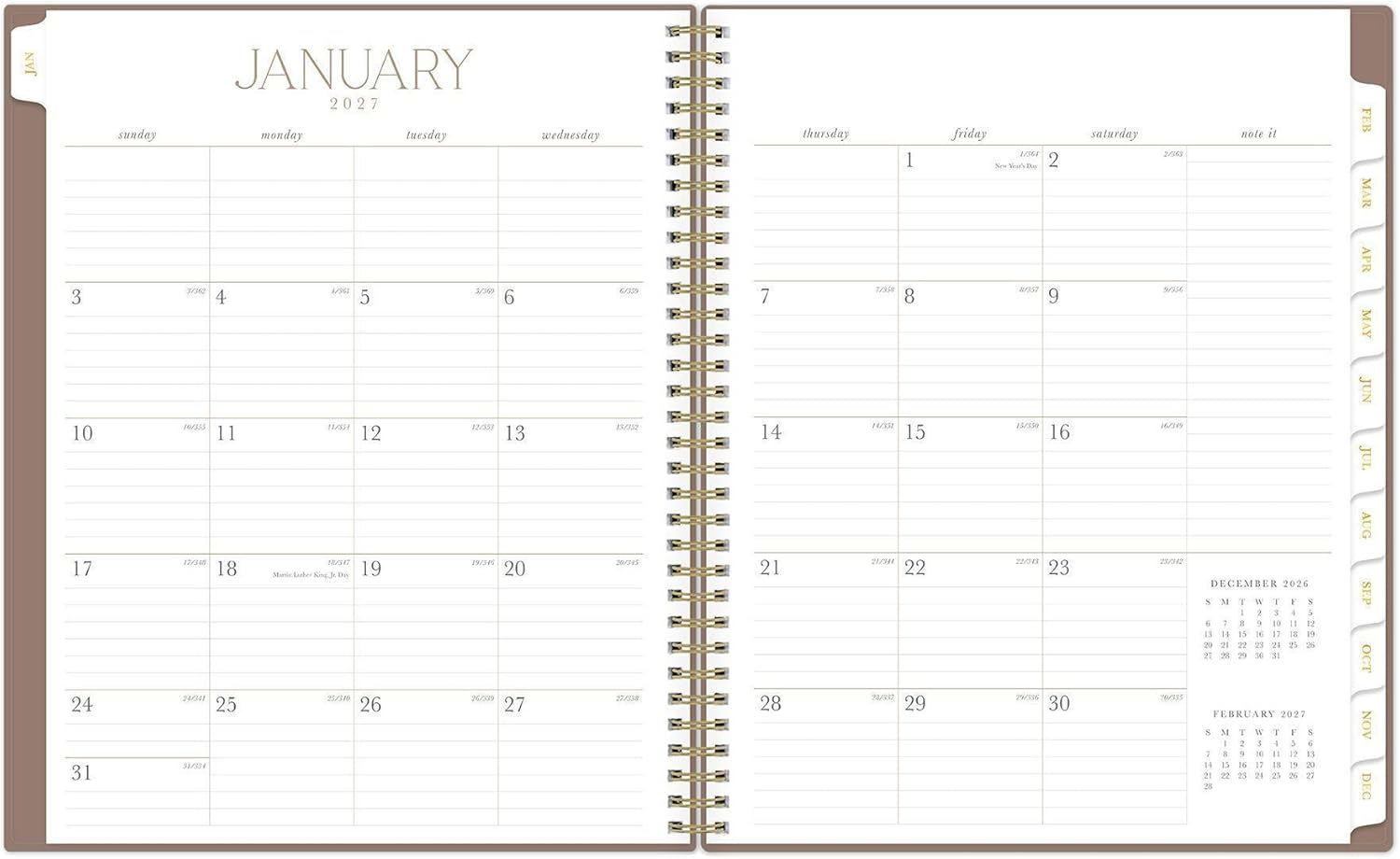 Blue Sky Life Note It 2027 Weekly and Monthly Planner Notes, January 2027 - December 2027, 8.5" x 11", Flexible Cover, Durable Twin Wire Binding, Storage Pocket, 50 Notes Sheets, Solid Latte