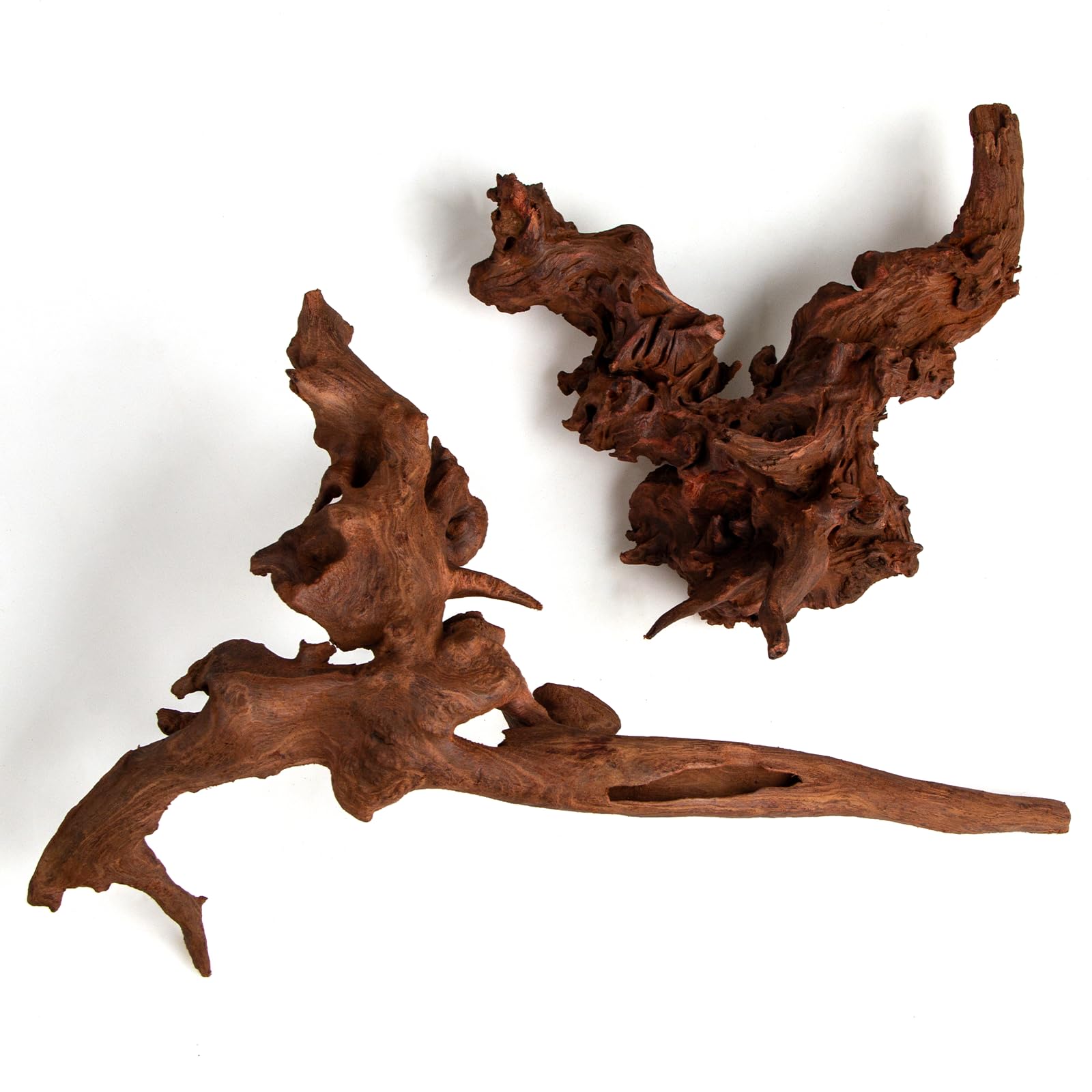 emours Lot de 2 branches d'aquarium en bois flotté naturel de style Mopani, à faible tanin et bords lisses, couler plus rapidement après trempage, attache de la mousse facilement, pour aquariums