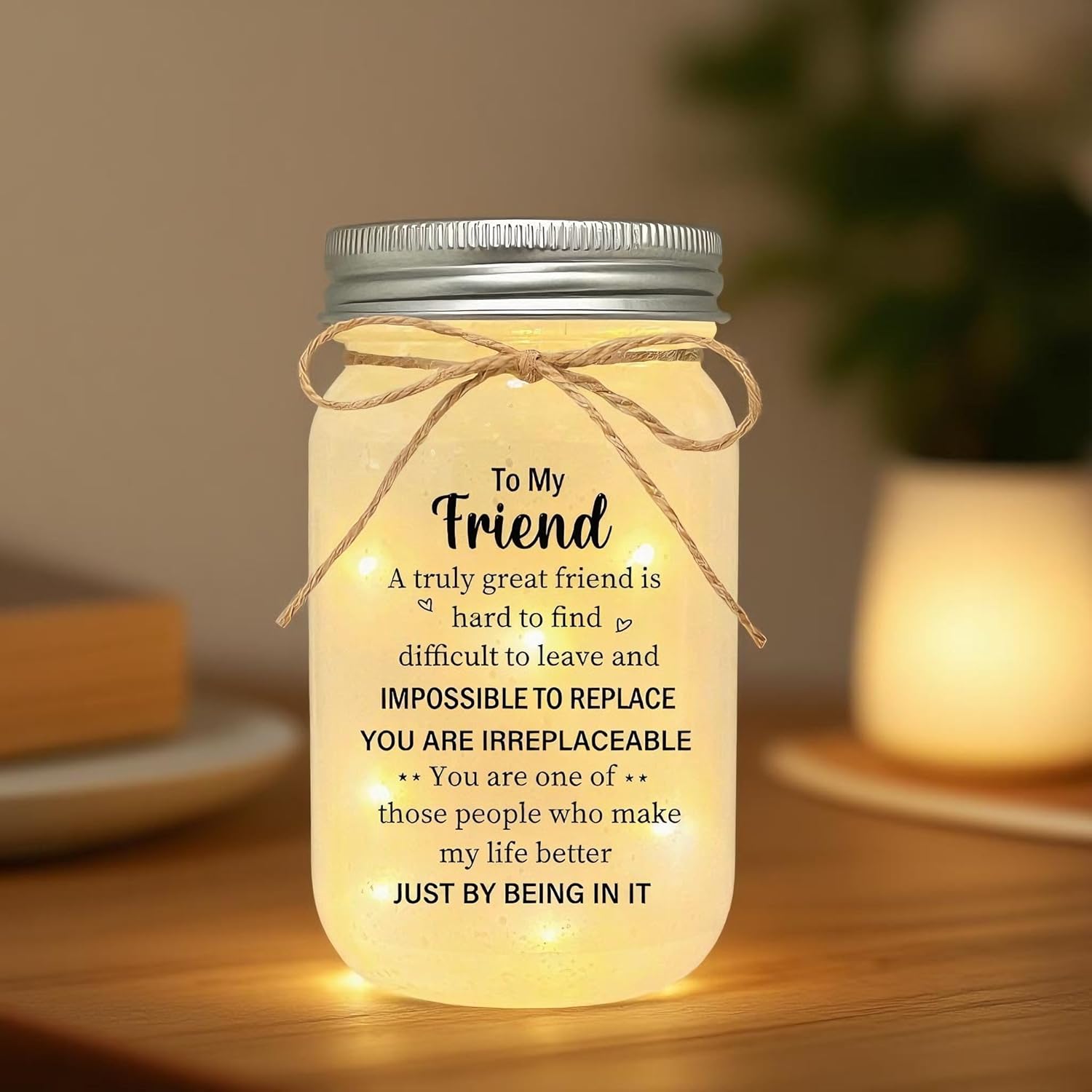 Best Friend Birthday Gifts for Women, Friendship Mason Jar Night Lights, Christmas Mother's Day Birthday Gifts for Friends Women Bestie BFF - Image 6