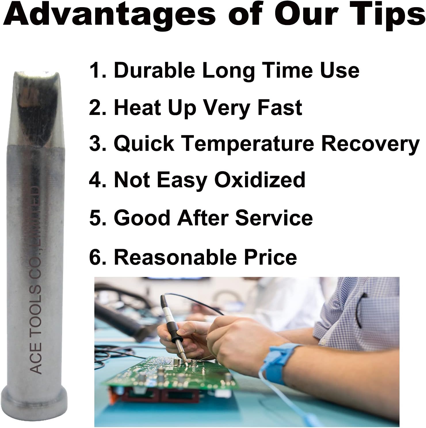 XTD Chisel Screwdriver 0.189" / 4.8mm for WX1010 WX2020 WT1010H WD1000HPT WXP120 WP120 WP120IG WXMP120 ACE Brand Solder Iron Tip (10)