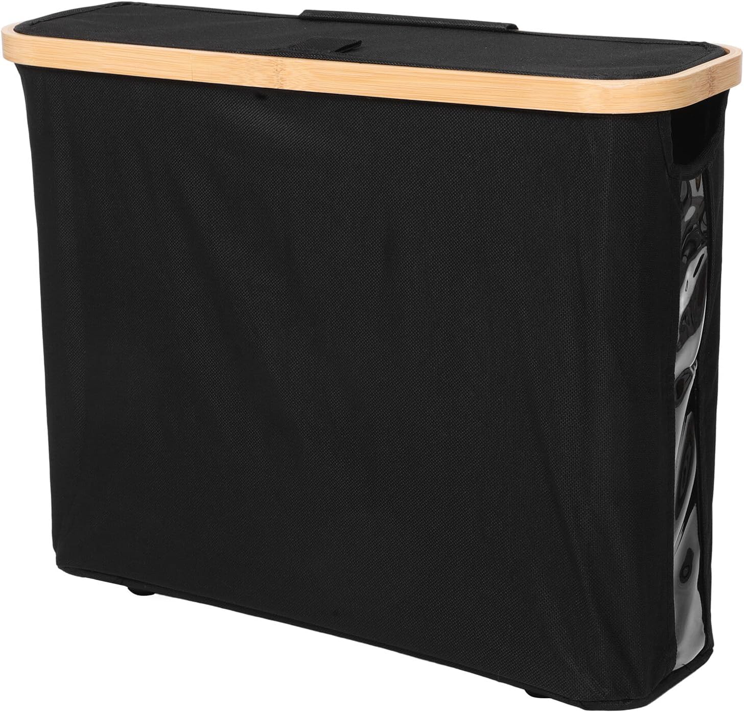 Toilet Paper Organizer Basket with Lid, Fabric Storage Bin, Waterproof Dustproof Toilet Paper Holder Basket for Bathroom, Black, Compact Tissue Roll Storage Container