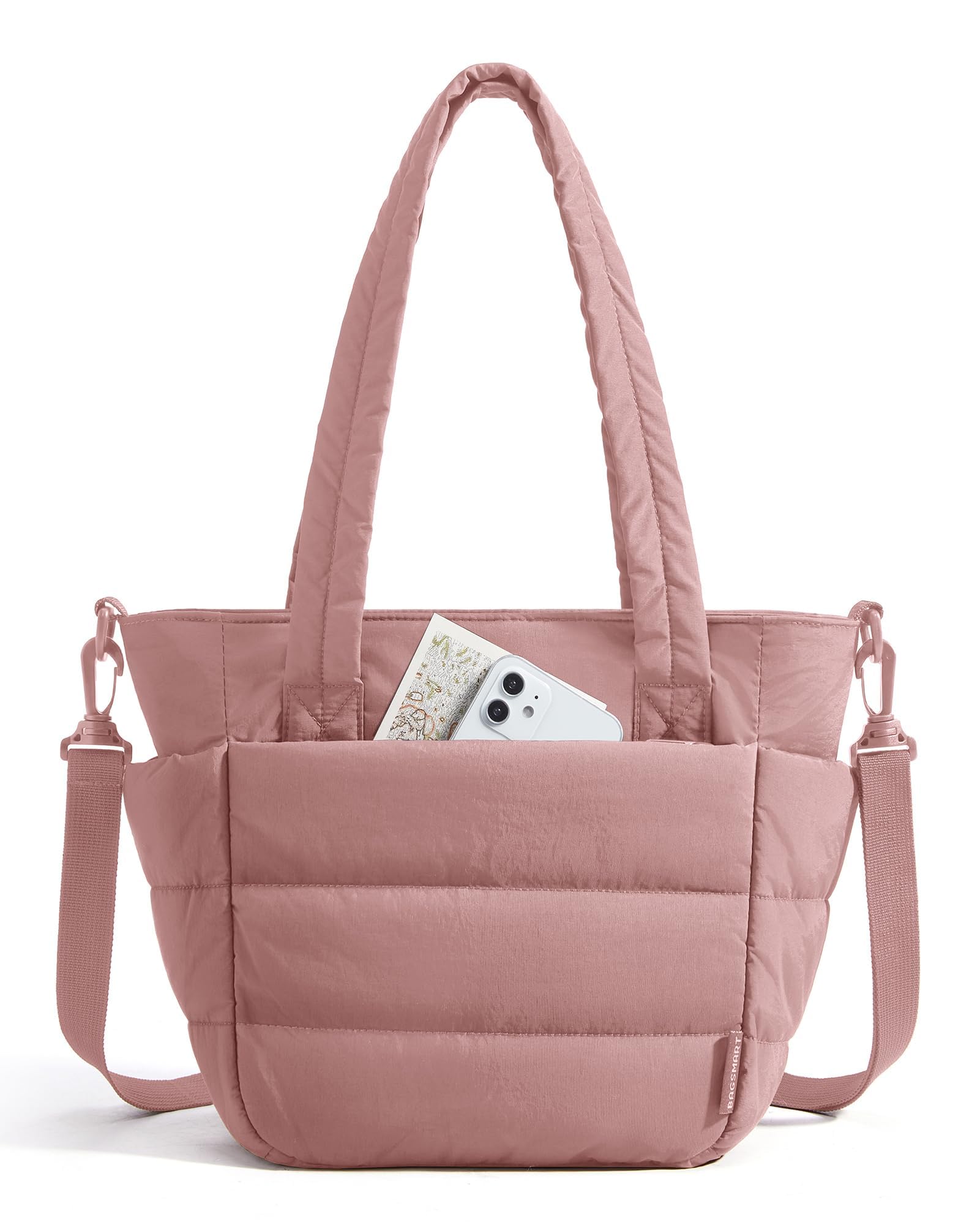bagsmart Lunch Bag Women Small Insulated Tote with Lunch Compartment Quilted Lightweight Puffy Tote Bag for Work, Travel, Outdoor