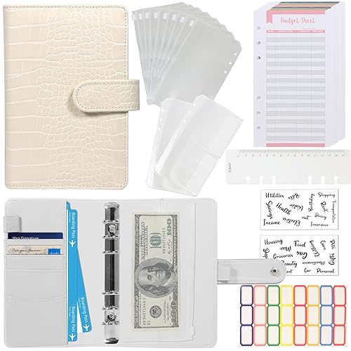 Budget Binder with Zipper Envelopes - Crocodile Pattern Leather Money