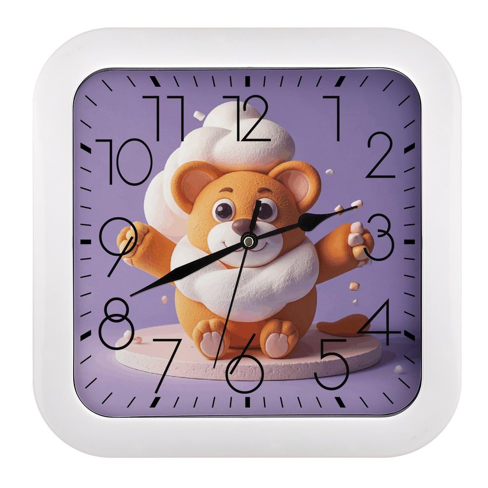 Horloge murale en plastique carrée 25,4 cm à piles pour décoration de maison