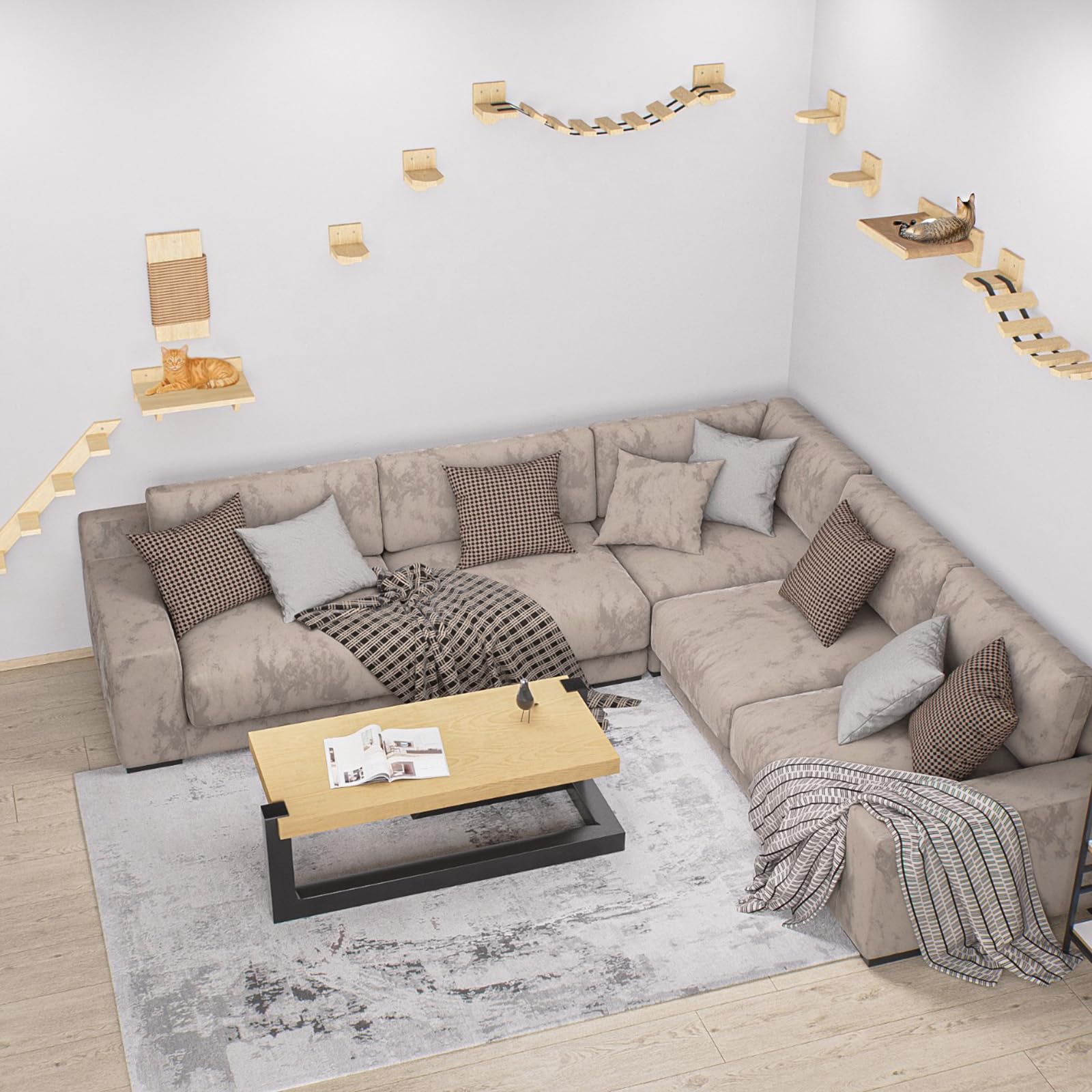 Mur d'escalade pour chat, chaise longue, lit pour chat - étagère XXL, montage rural (kit mur d’escalade)