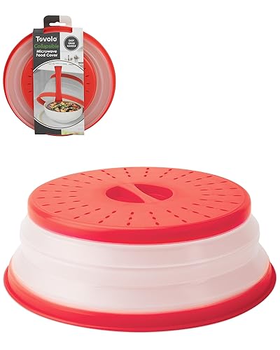 Vented, Easy Grip, Collapsible Microwave Cover, 10.5 Inch, Red