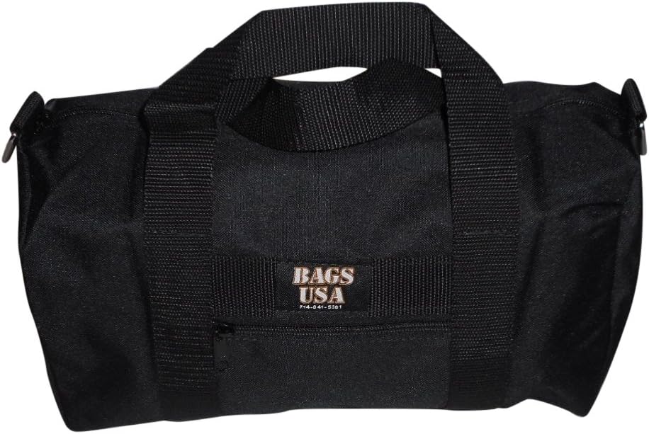 Duffle BAG, Gym Bag, Small Sport Bag with Front Pocket, Made In USA. (Black)