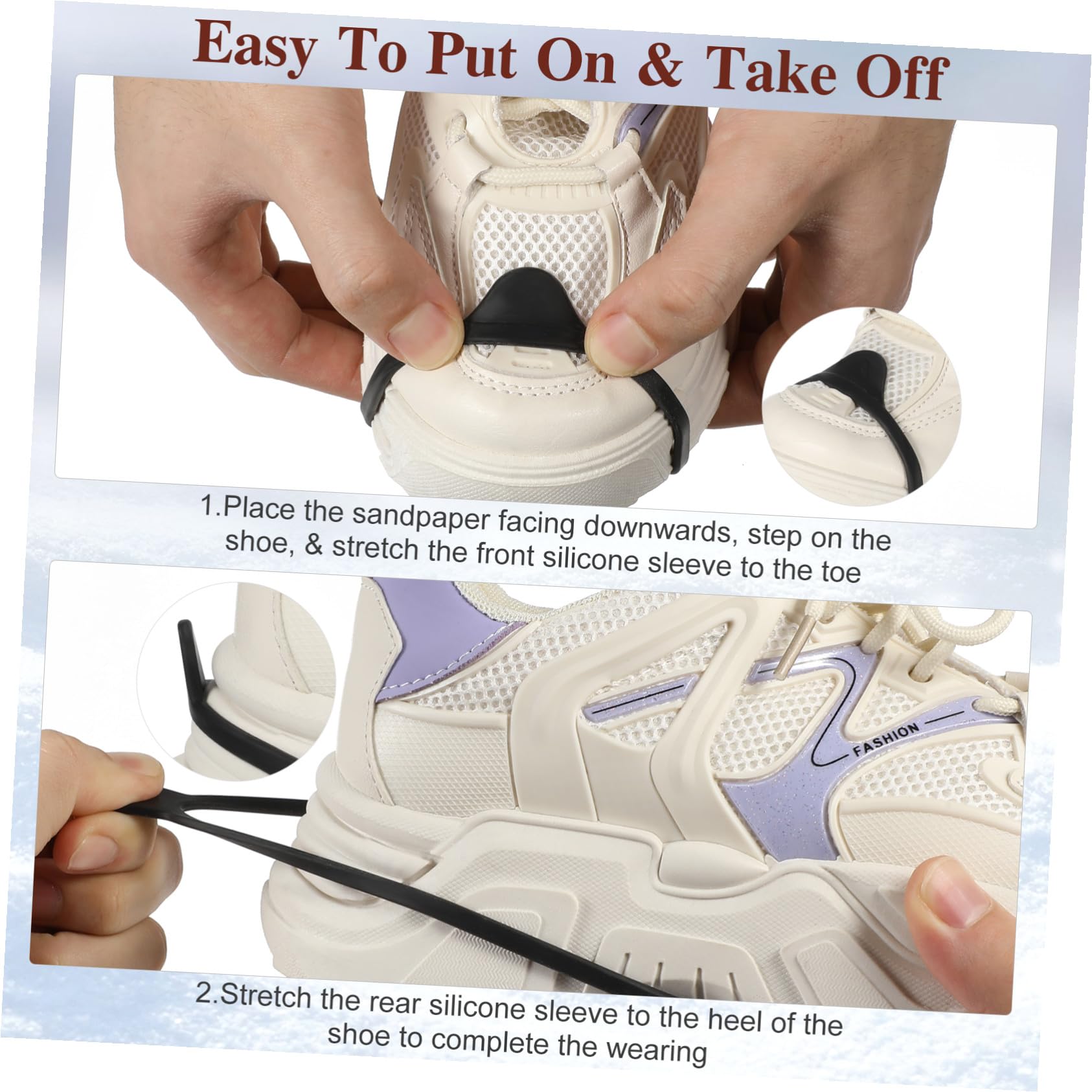 VANZACK Crampons Antidérapants Chaussures Hiver Caoutchouc Résistant Semelle Rugueuse Couverture Glisse pour Randonnée et Glace Unisexe et Compact