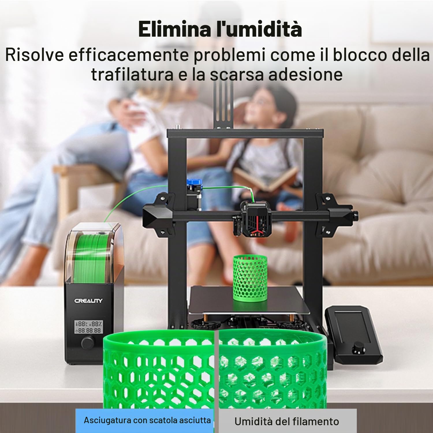 Scatola per l'asciugatura dei Filamenti, Disidratatore di Filamenti per Stampanti 3D Creality con Ventola, Scatola Asciutta per Mantenere il Filamento Asciutto Durante la Stampa 3D
