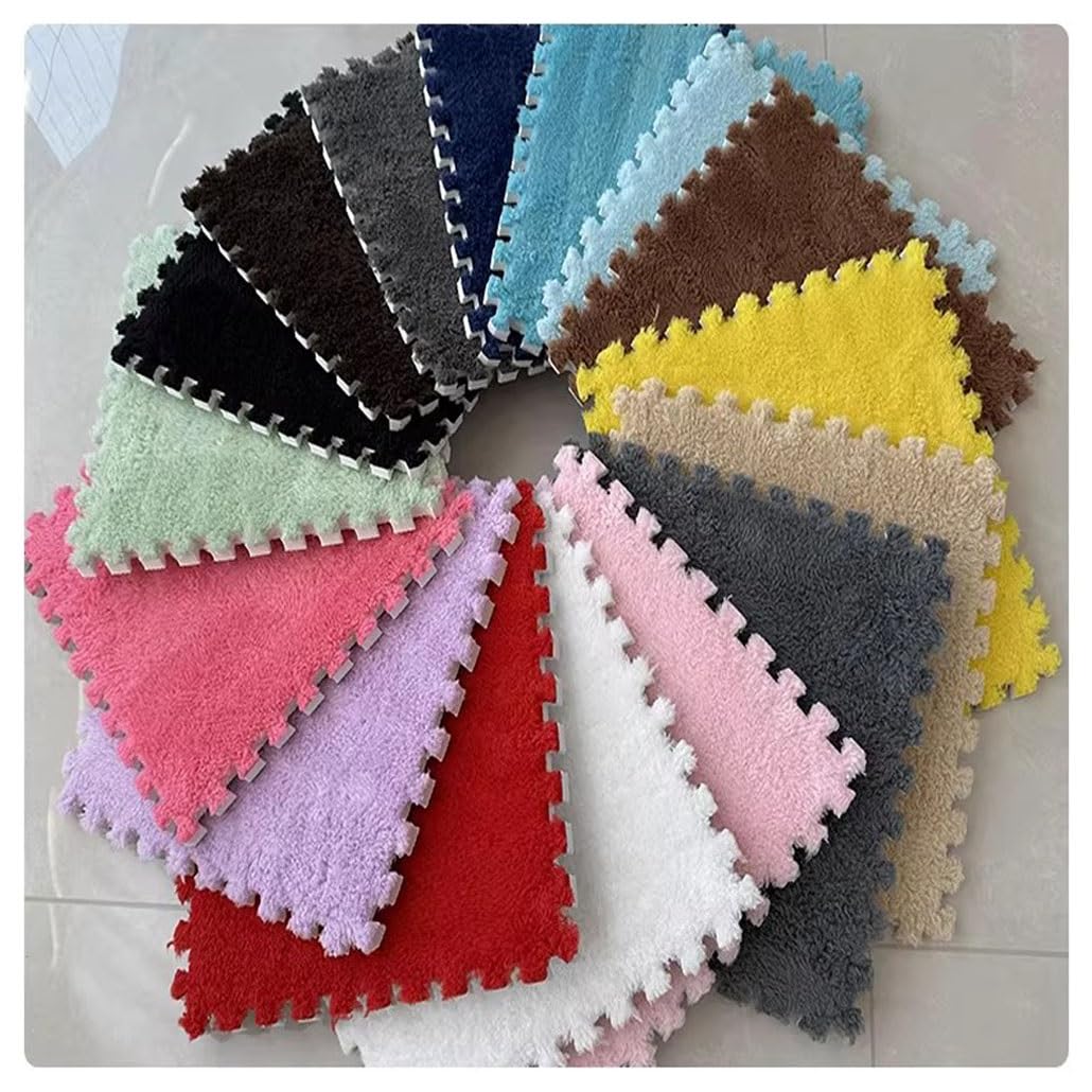 Tapis Puzzle Mousse Dalle en Mousse Bébé Tapis De Puzzle Anti Glissement EVA 30x30cm Moquette Chambre Plancher Chambre d'enfants(Black+Apricot,32pcs)