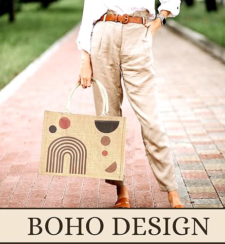 Miniatura 5 de 2 bolsas de yute con bolsa de maquillaje, bolsas de arpillera con asas, bolsa de yute con estampado, bolsa de yute para mujer, bolsas de arpillera,