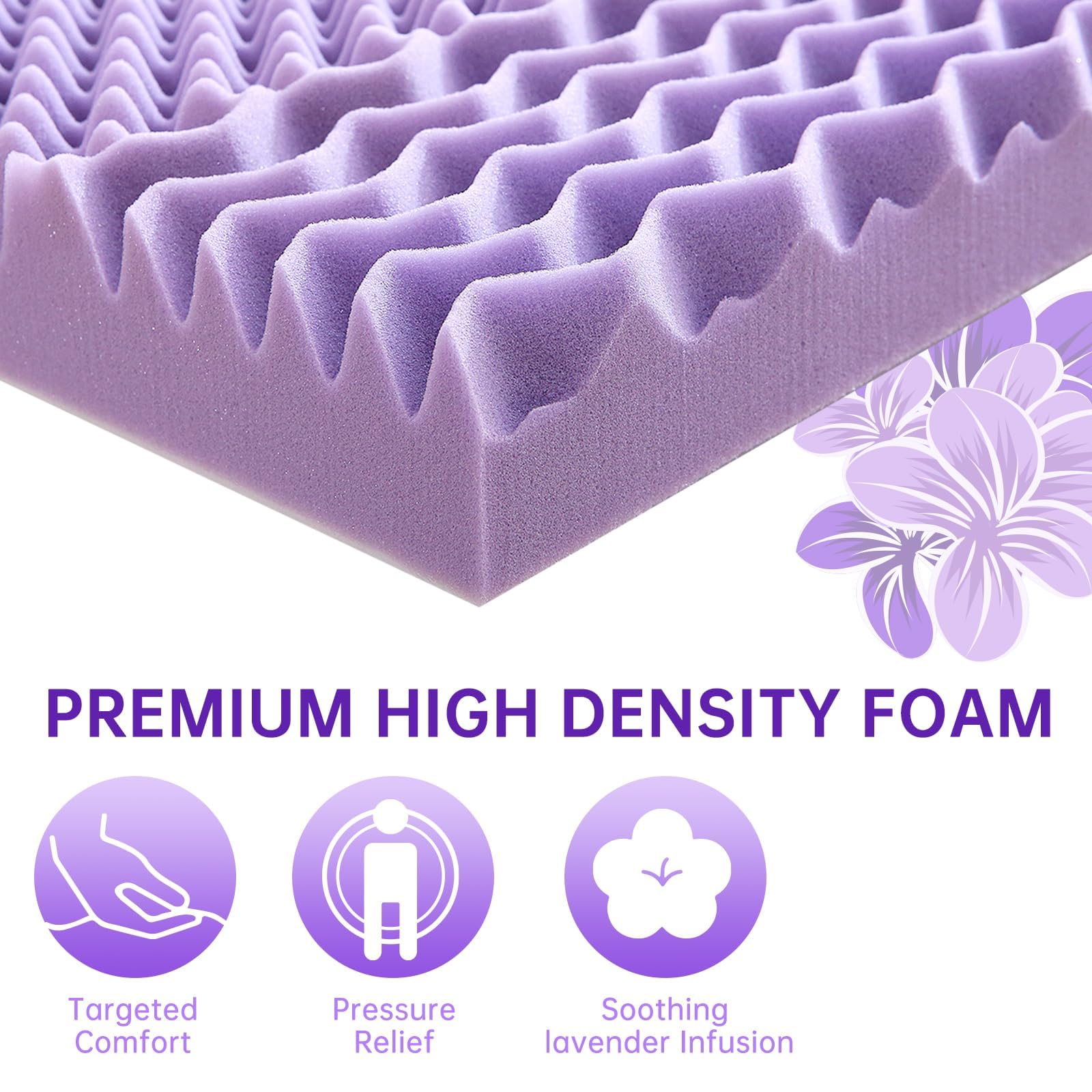 3 Inch Queen Mattress Topper, 7Zone Foam Mattress Topper Queen Size
