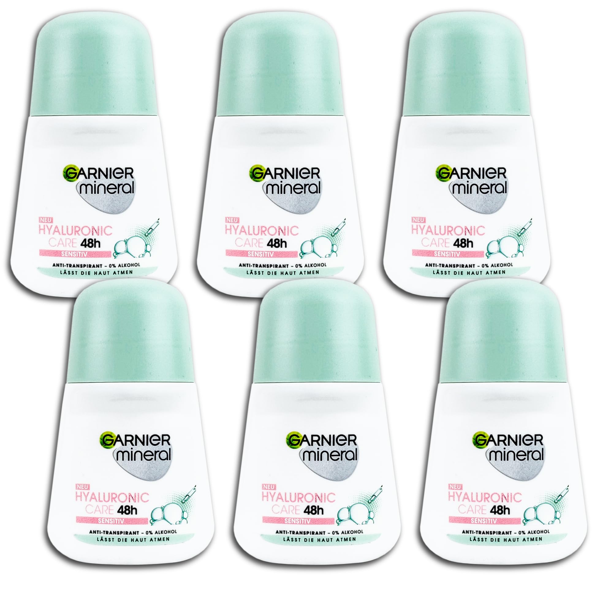 Garnier Mineral Lot de 6 déodorants roll-on Hyaluronic Care 48h Sensitiv 6 x 50 ml