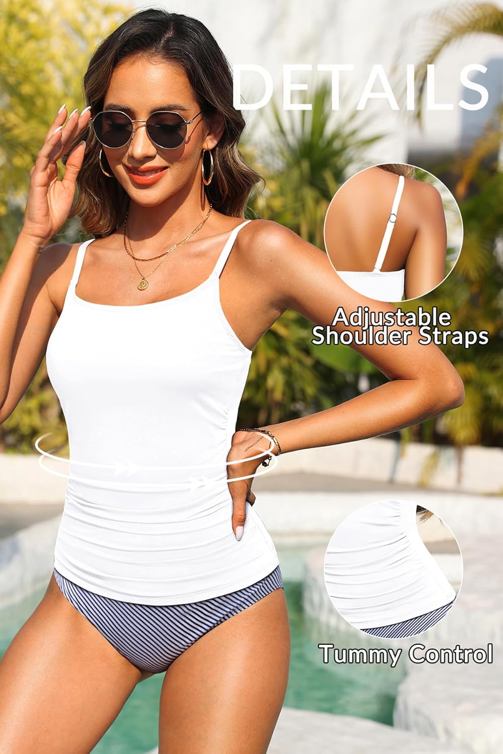 Women's Tankini Top Only Tummy Control Bathing Suits Top U Neck Swimwear Tops No Bottom - Image 5