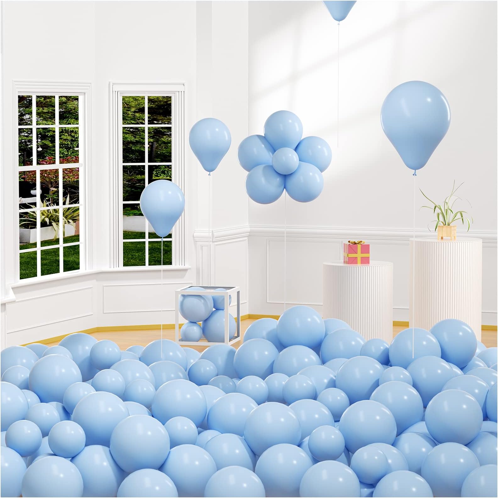 180 Pcs Light Blue Balloons - Blue Balloons Different Sizes DIY Pastel Blue Balloon Garland Arch Kit 12 Inch and 5 Inch Baby Blue Balloons Latex Balloons for Happy Shower Birthday Party Decorations