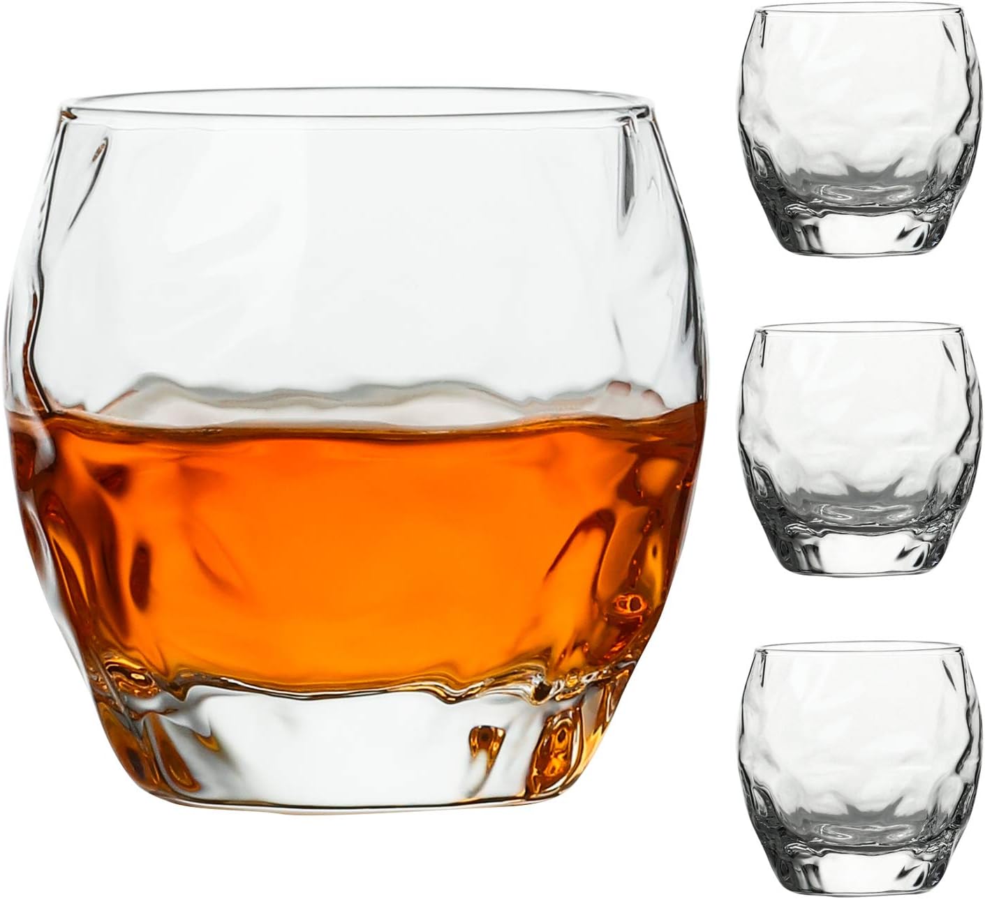 ini TECH Set of 4 Unique Whiskey Glasses 12 oz Scotch Glasses Bourbon Glasses for