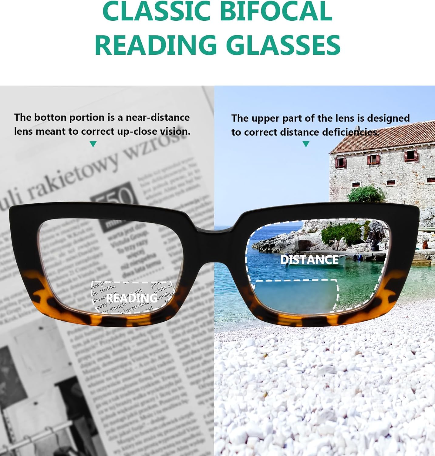 Eyekepper 4-Pack Ladies Bifocal Reading Glasses Square Design Bi-focal Reader Women +1.00