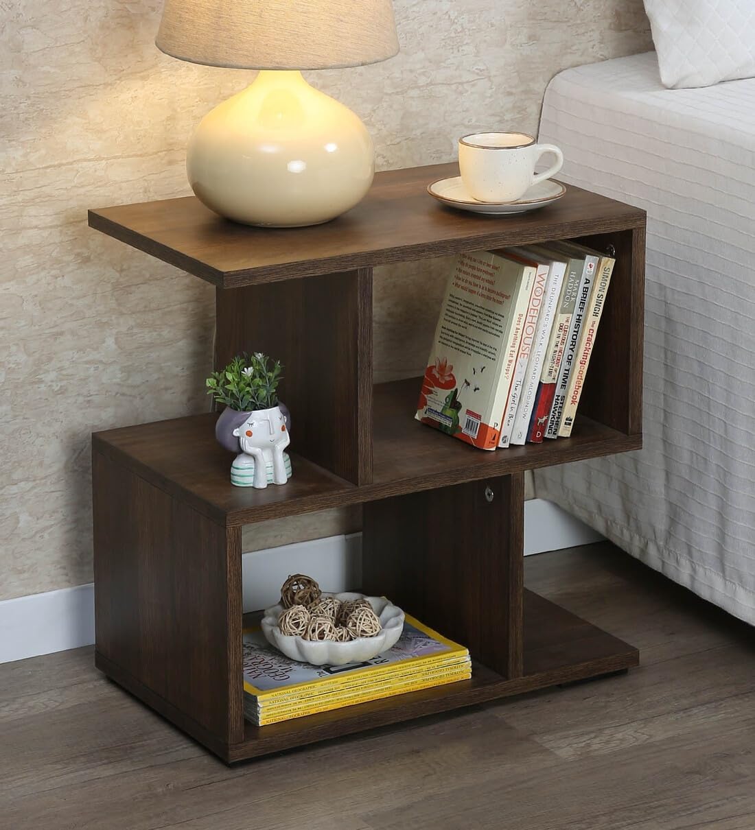 Wooden Bedside Table with Shelves, Bedside Table for Bedroom Bedside Table with Drawer Bedside Table for Bedroom HIGH DOMAIN Bedside Table with Storage Bedside Table lamp-image-41
