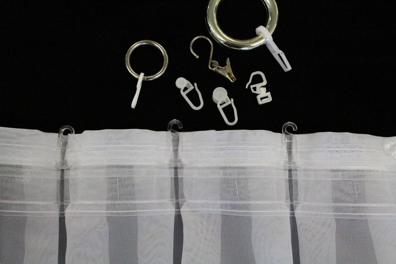 Fertiggardine nach Maß Voile Store weiß, maßgefertigt, halbtransparent mit FLACHFALTE. Größe wählbar (Höhe 80-295 cm, Breite 200-1200 cm), Variante 155 x 650 cm (Höhe x Breite)