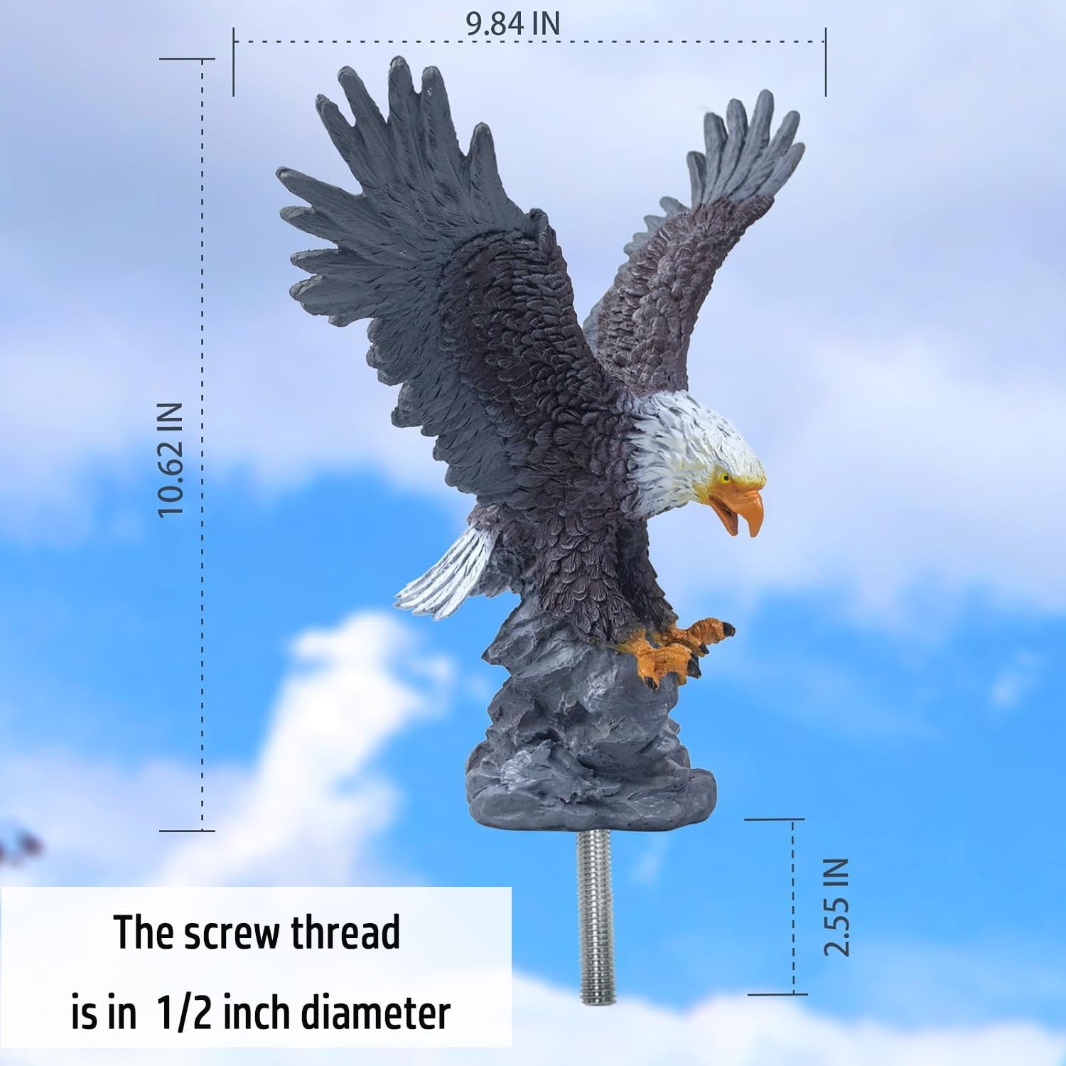 Flag Pole Light Solar Powered + Bald Eagle Flag Pole Topper, 266LEDs The Brightest Flagpole Solar Light, 12000mAh IP65 Waterproof, Dusk to Dawn, 100% Flag Coverage for 15 to 25Ft