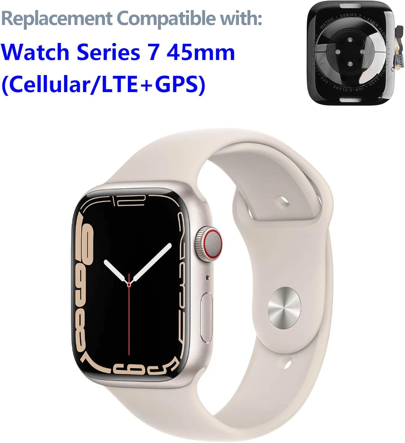 New Back Cover Glass Heart Rate Part Connector +NFC Compatible with A-pple Watch Series 7 45mm Model (Cellular/LTE+GPS) with Upgraded Repair Tools Kit