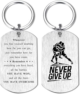 Wrestling Gifts for Teen Boys - Never Give Up Wrestler Keychain - Wrestler Gifts for Teenage Boys, Athletes, Sons, Grandsons
