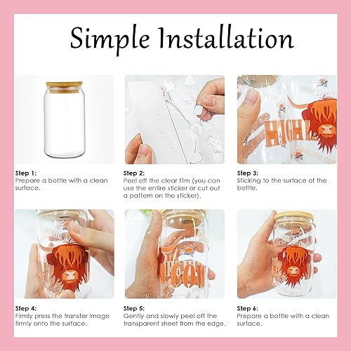 Miniatura 3 de Divertida calcomanía de transferencia UV DTF  8 hojas lindas y divertidas coloridas con patrón de café I'm Fine Coffee de gato negro, calcomanías