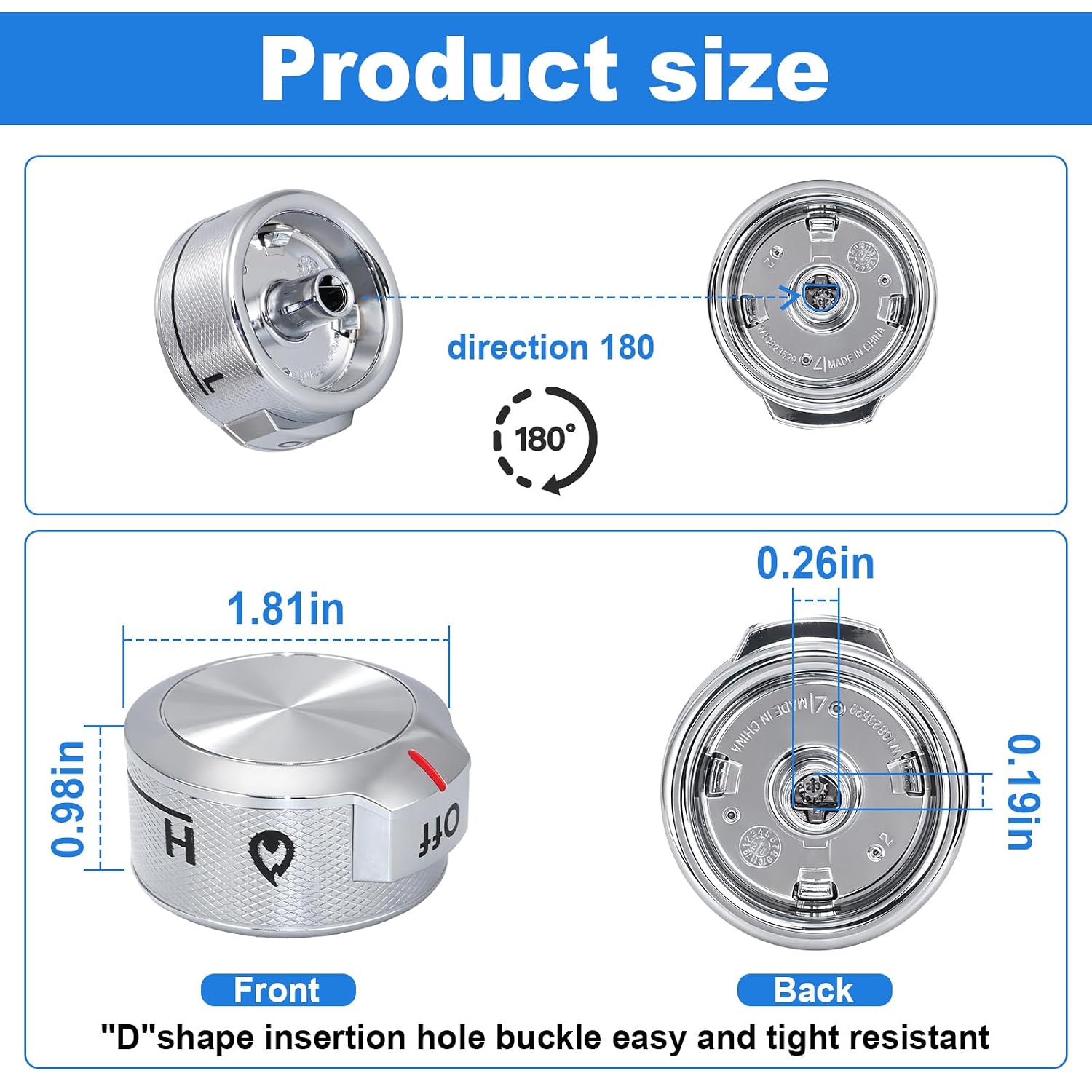 W11030413 Stove Control Knob Compatible with Whirlpool KitchenAid Stove Knobs 5 Packs