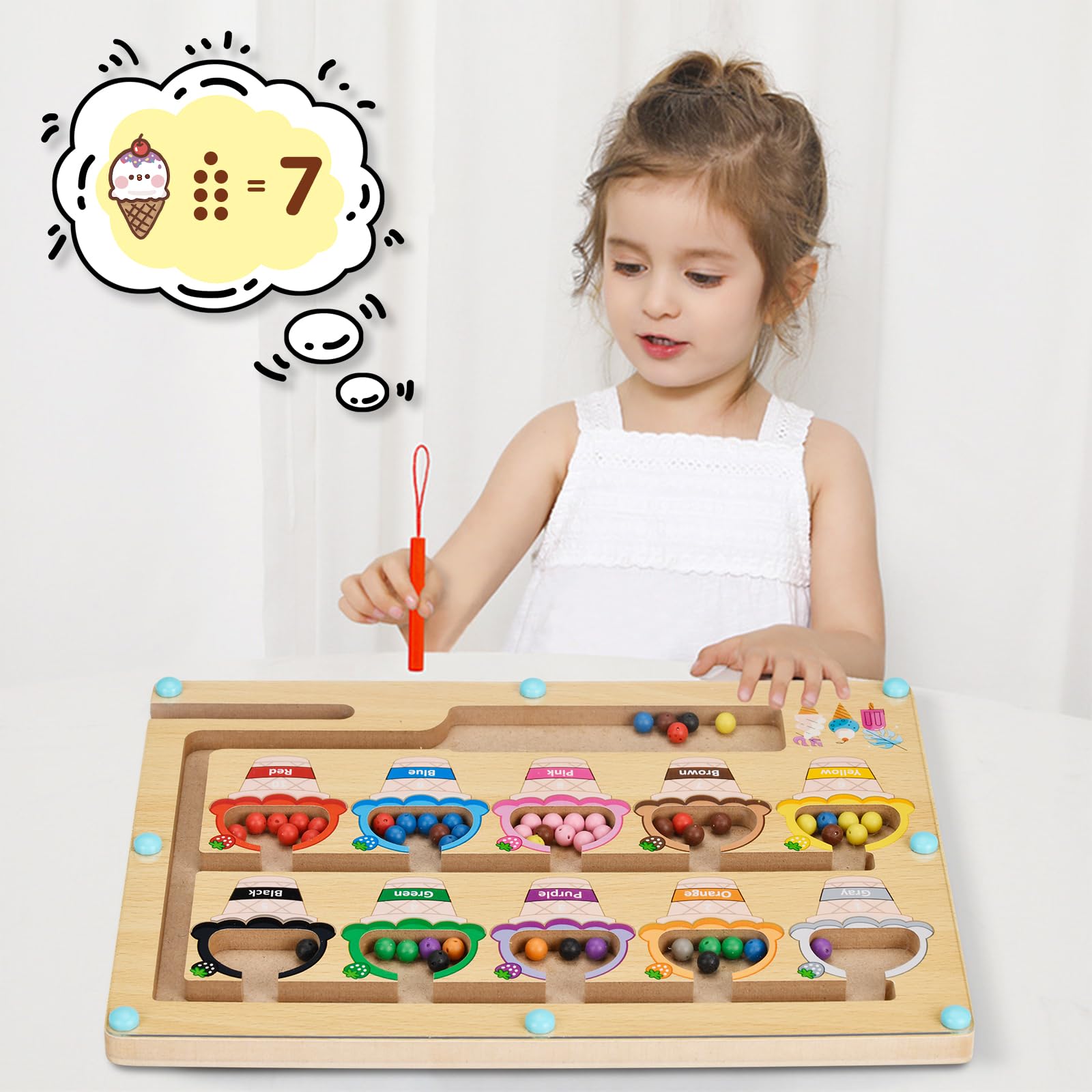 Giocattolo Montessori Labirinto Magnetico In Legno – Gioco Di Numeri E Colori Per Bambini 2-6 Anni - 5