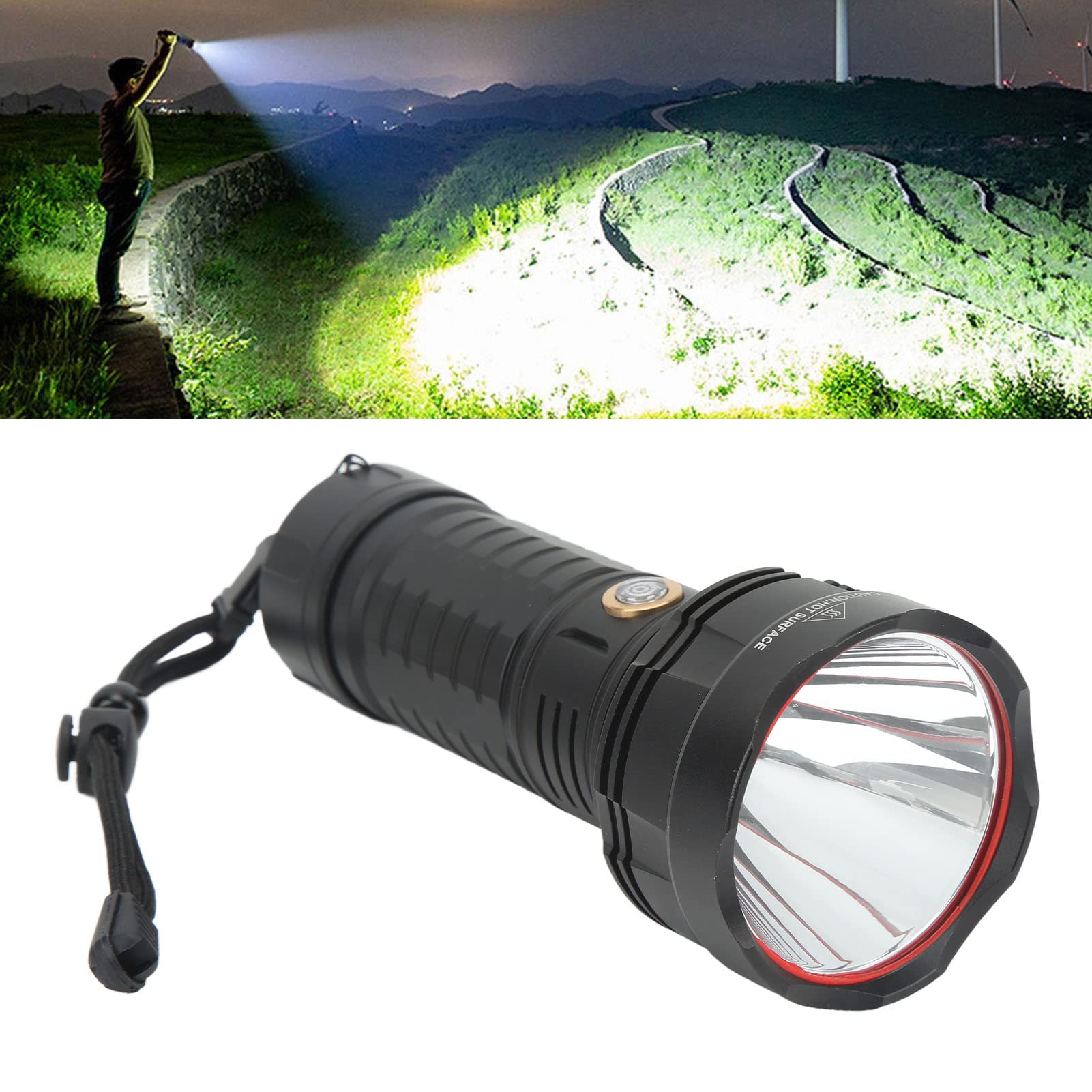 Latarka LED Super Jasna, Wodoodporna Latarka Z Możliwością ładowania Typu C, ładowanie Przez USB Z Przypomnieniem O Niskim Poziomie Naładowania Baterii, W Sytuacjach Awaryjnych Na Zewnątrz