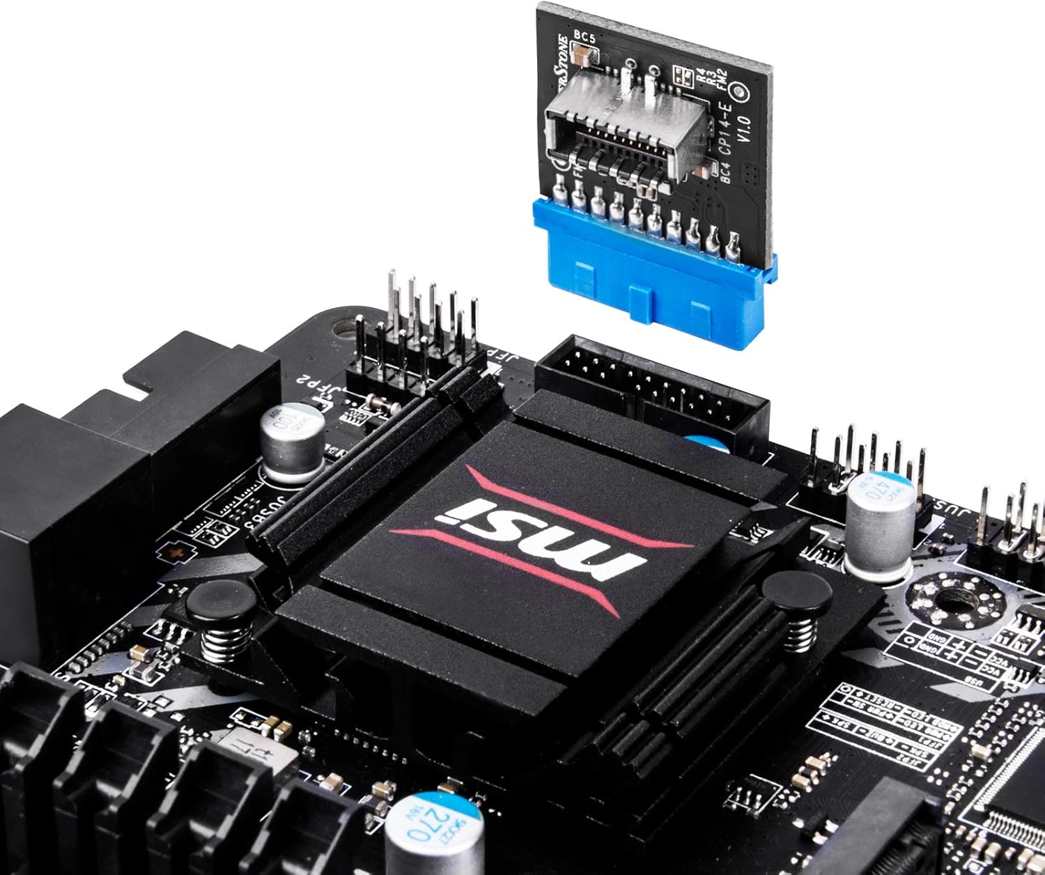 Silverstone CP14-E, USB 3.0 Internal 19 Pin Header to USB 3.1/3.2 Type-C (20 Pin) Key A Adapter Card for USB Type-C Port, SST-CP14-E