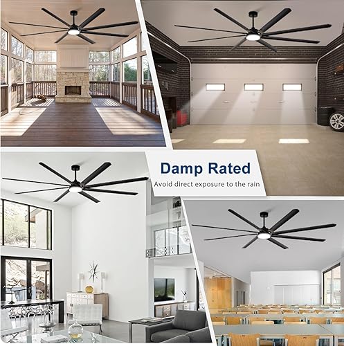 Miniatura 2 de Ventilador de Techo Grande con Luz: Ventilador Exterior de 100 Pulgadas - Ventilador de Techo Industrial con Control Remoto para Taller, Garaje,