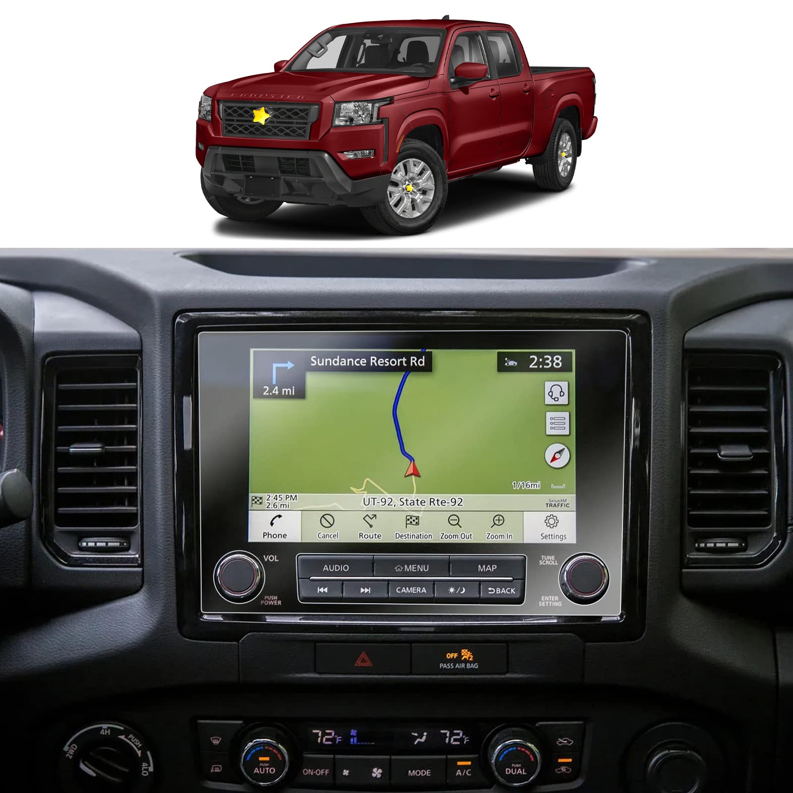 2022+ Nisan Frontier D41 Pickup 9In Plastic Screen Protector Navigation Display High Clarity Anti-Scratch Touch PET Plastic Crystal Clear Protective Film (2Pcs)