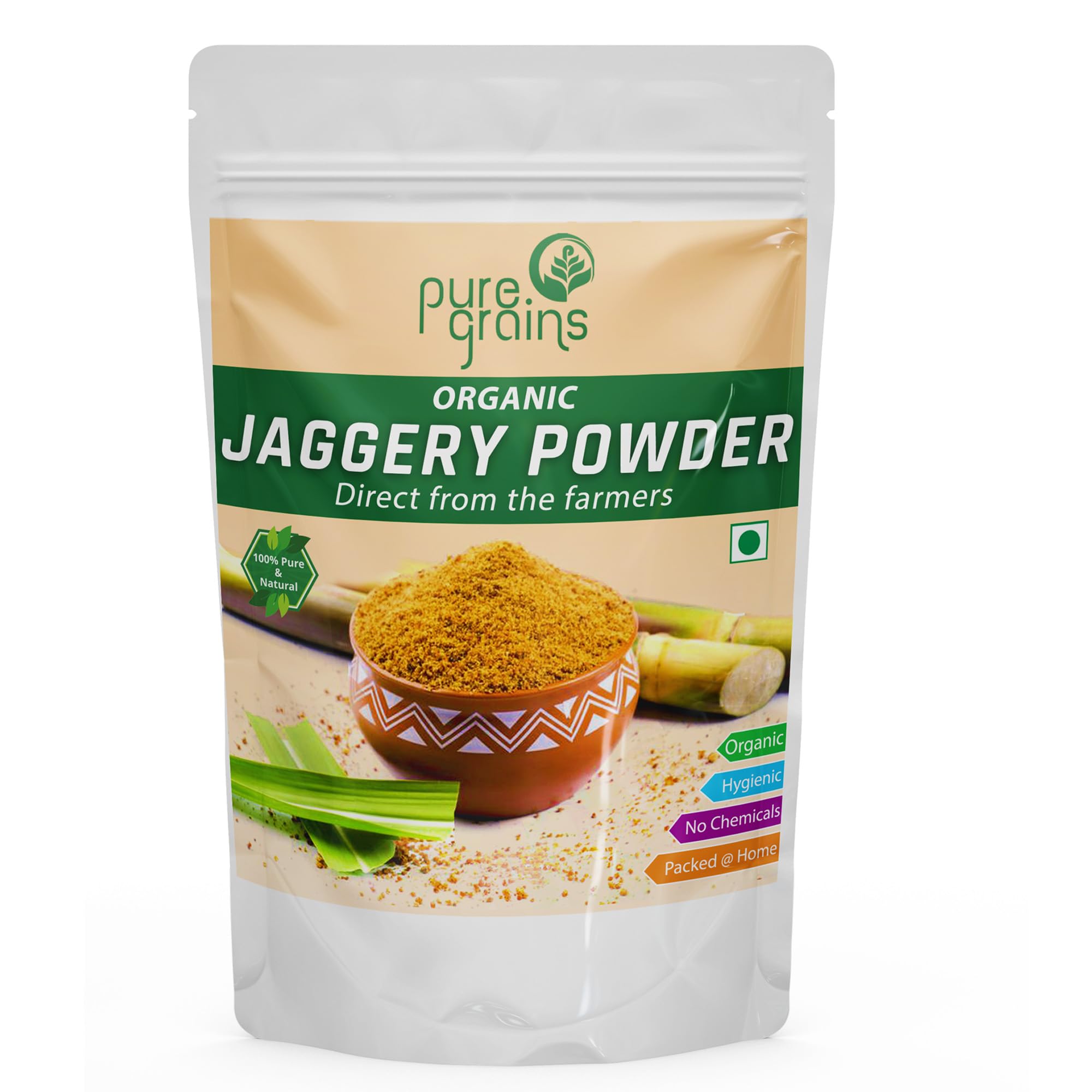 Puregrains Organic Jaggery powder 400g - All-Natural Sweetener, Unrefined, Gluten-Free, Perfect for Cooking and Baking