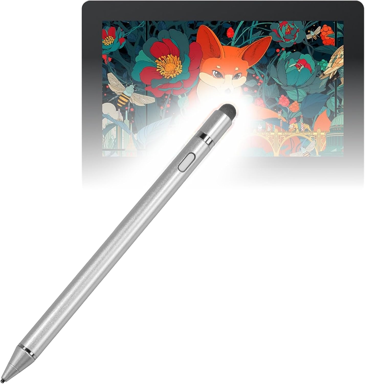 BoxWave Stylus Pen Compatible with XPPen Artist Ultra 16 Drawing Tablet (15.6 in) - AccuPoint Active Stylus, Electronic Stylus with Ultra Fine Tip - Metallic Silver