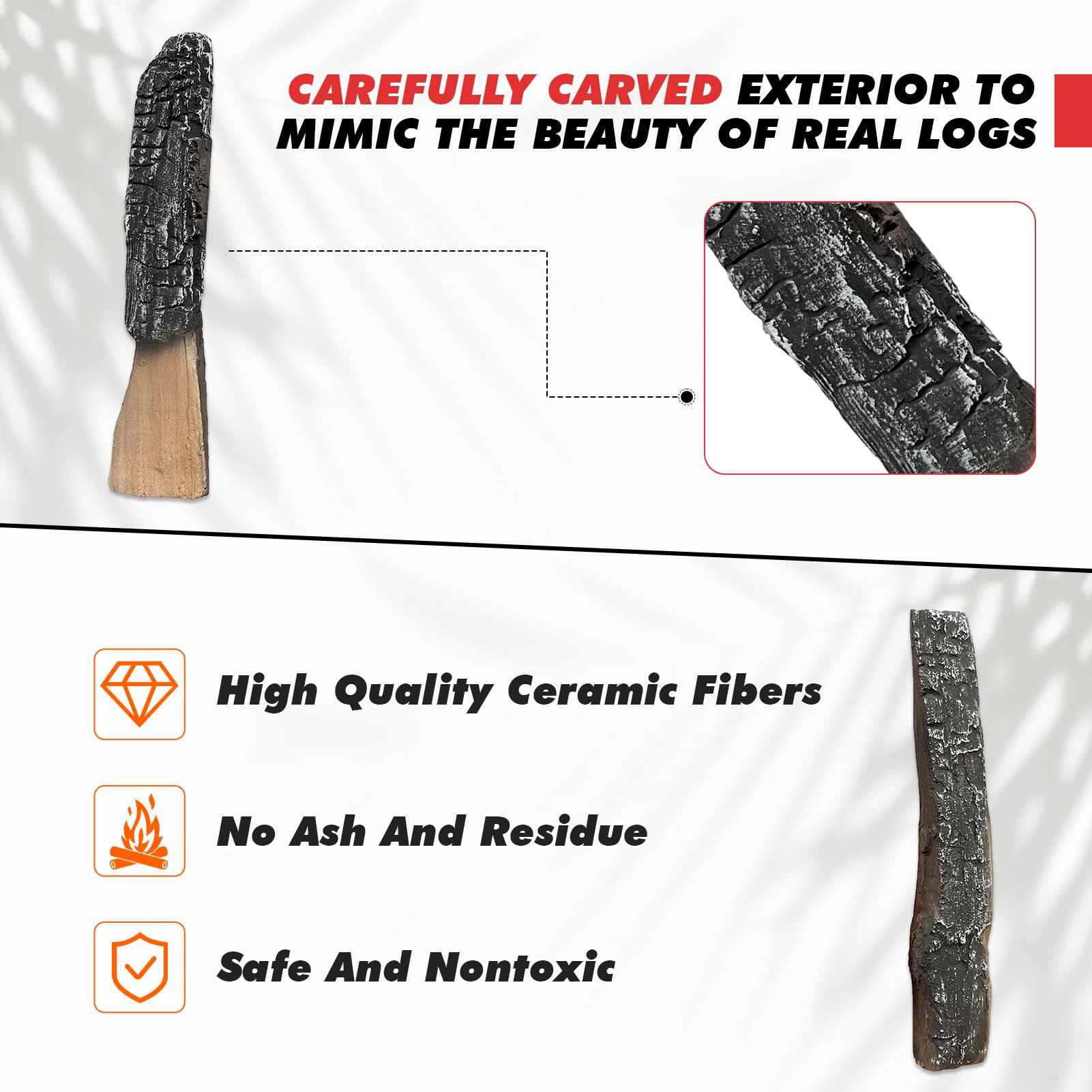 Realistic Faux Gas Fireplace Logs - FREE SHIPPING -3