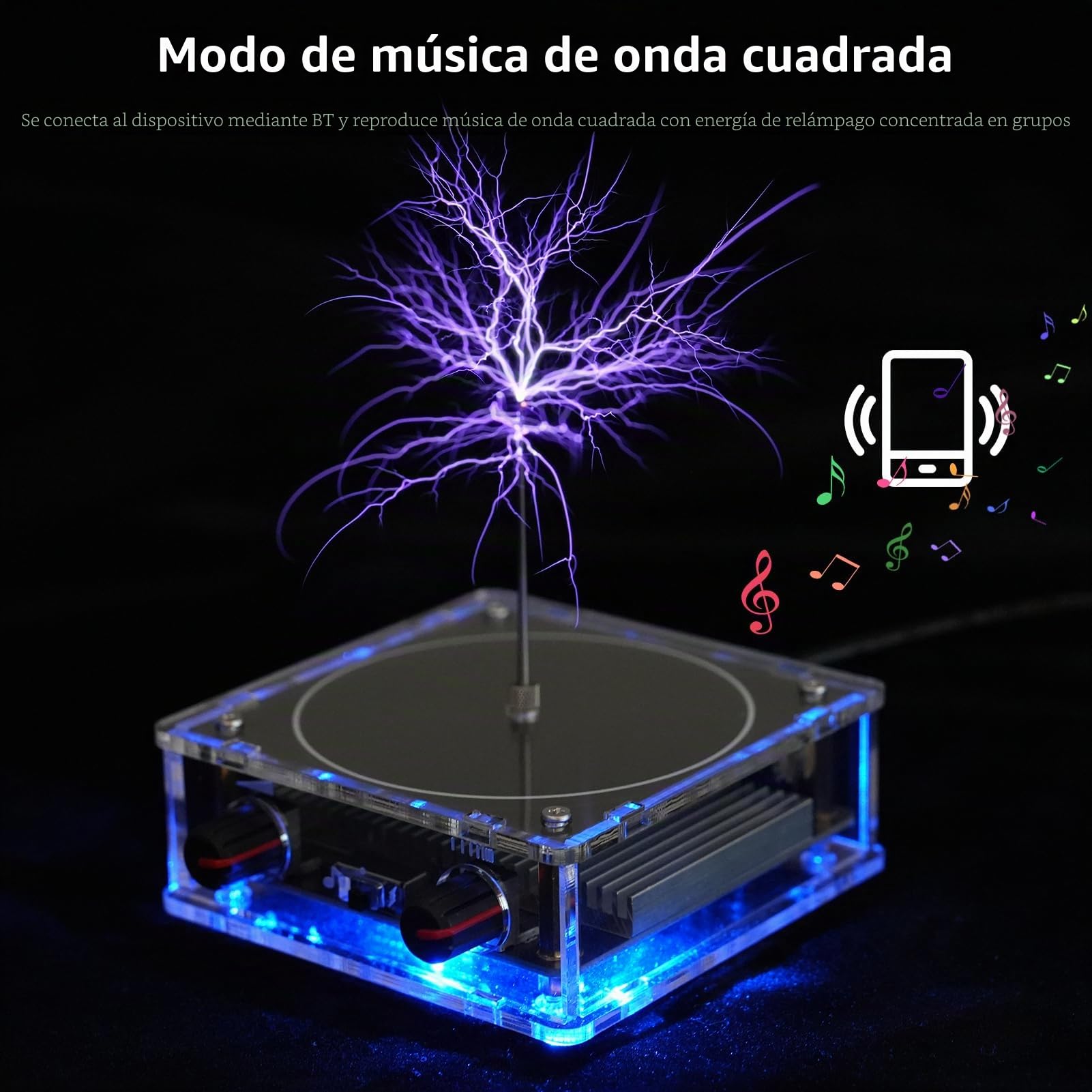 Shkalacar Bobina de Tesla de Plasma, Altavoz BT Arco Experimental UE | Arco experimental, Modo de iluminación y música, Altavoz BT, Generador de rayos artificial, Transmisión inalámbrica