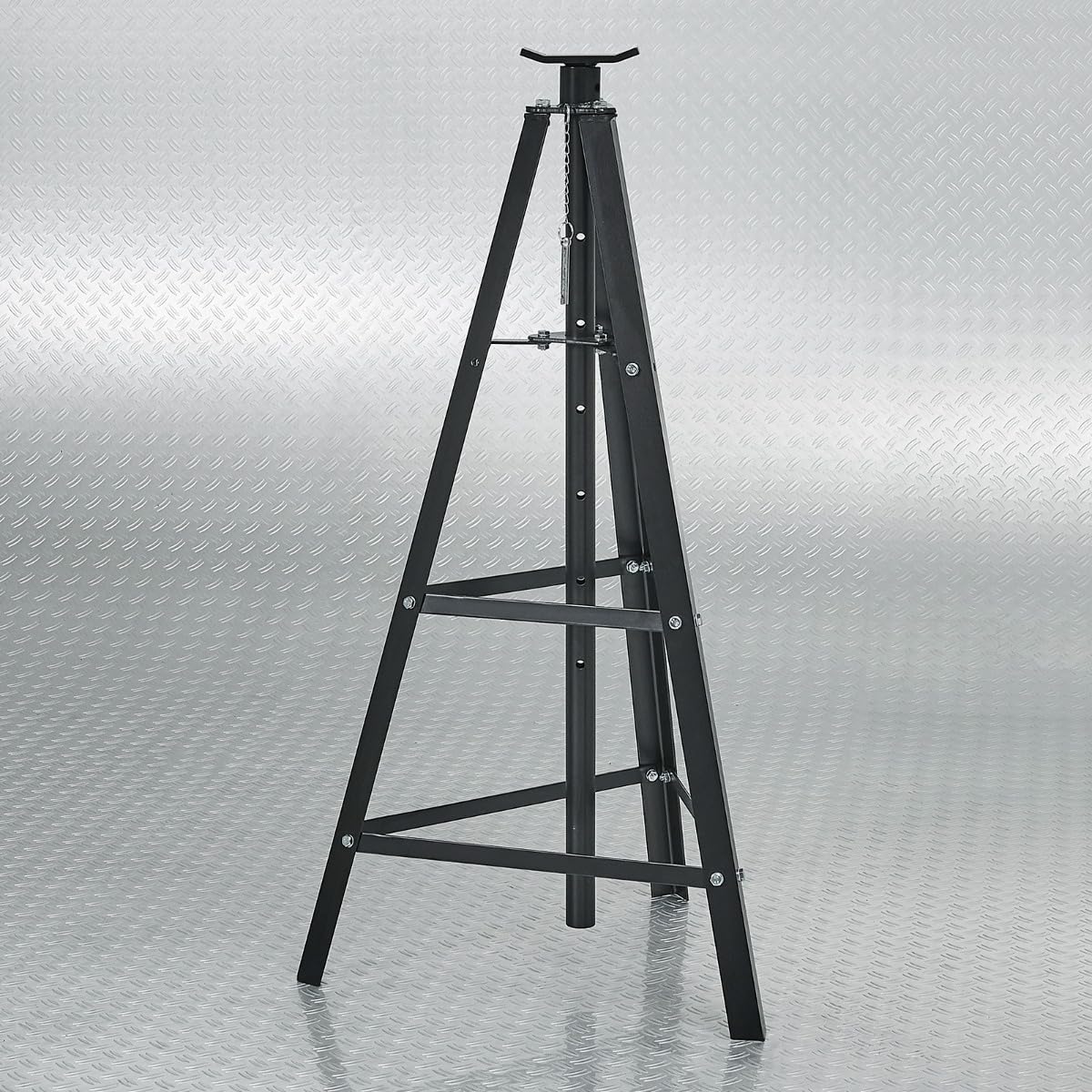 Datona Hoher Unterstellbock 2 Tonnen 1 Stück für Auto Hebebühne und Scherenhebebühne höhenverstellbar 120 bis 190 cm mit Sicherungsstift Dreibein und 16 kg Gewicht