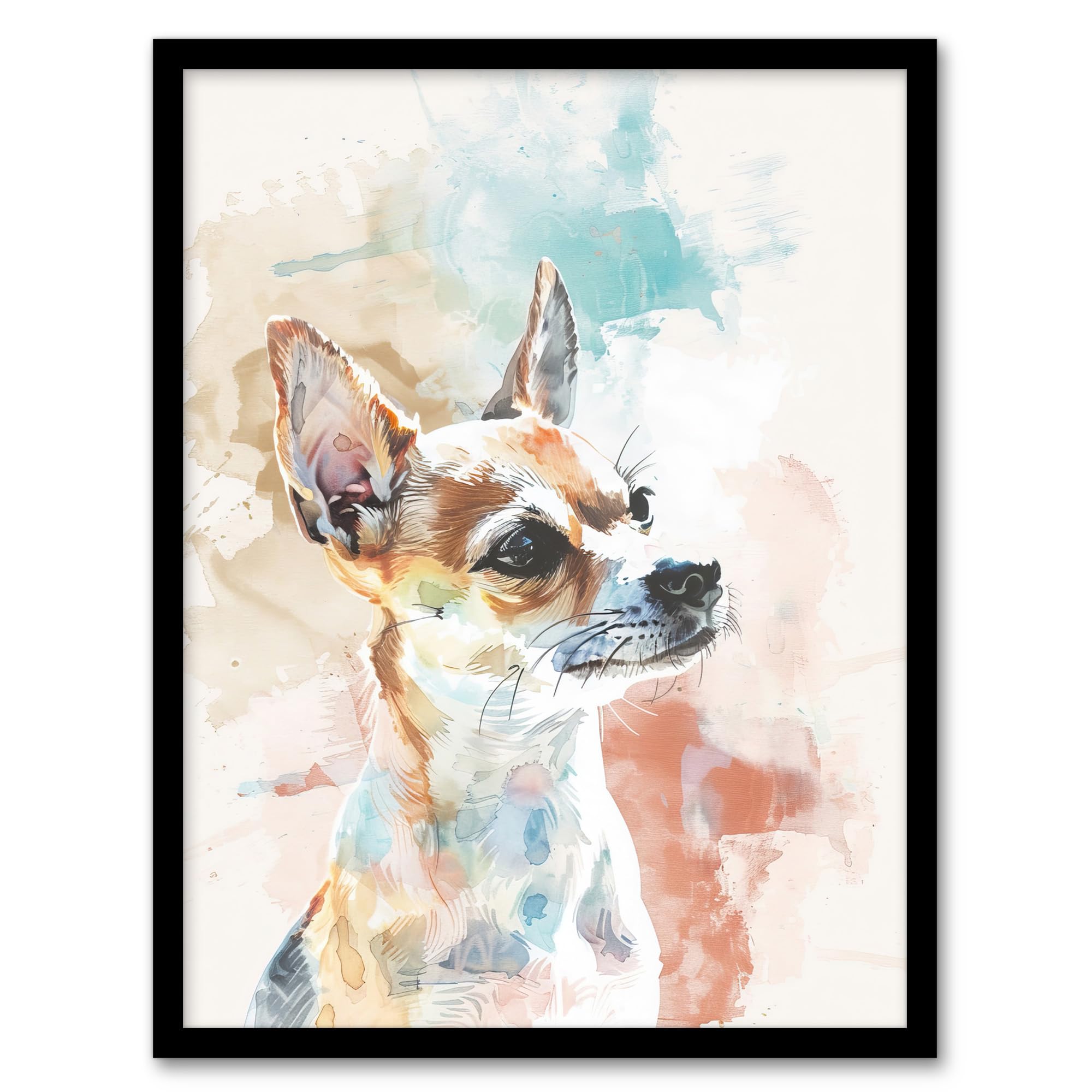 Artery8 Chihuahua Dog Lover Light Watercolour Portrait Wall Art PrintA4 Size from B&Q