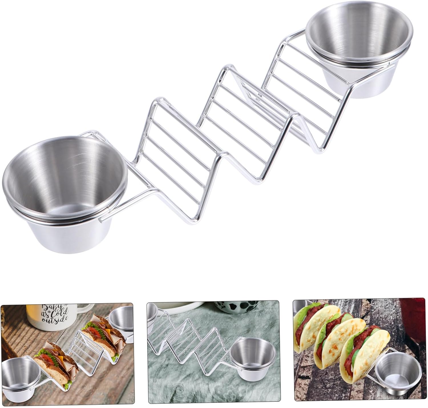 Stainless Steel Taco Rack Holder Stand, Keeps Tacos Upright Xmas image 3