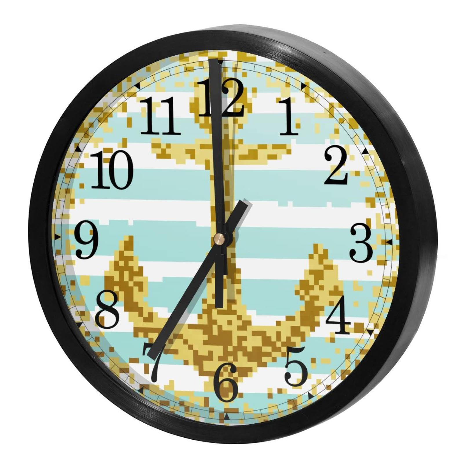 Horloge murale sans tic-tac ronde à quartz jaune pour un sommeil et travail paisibles