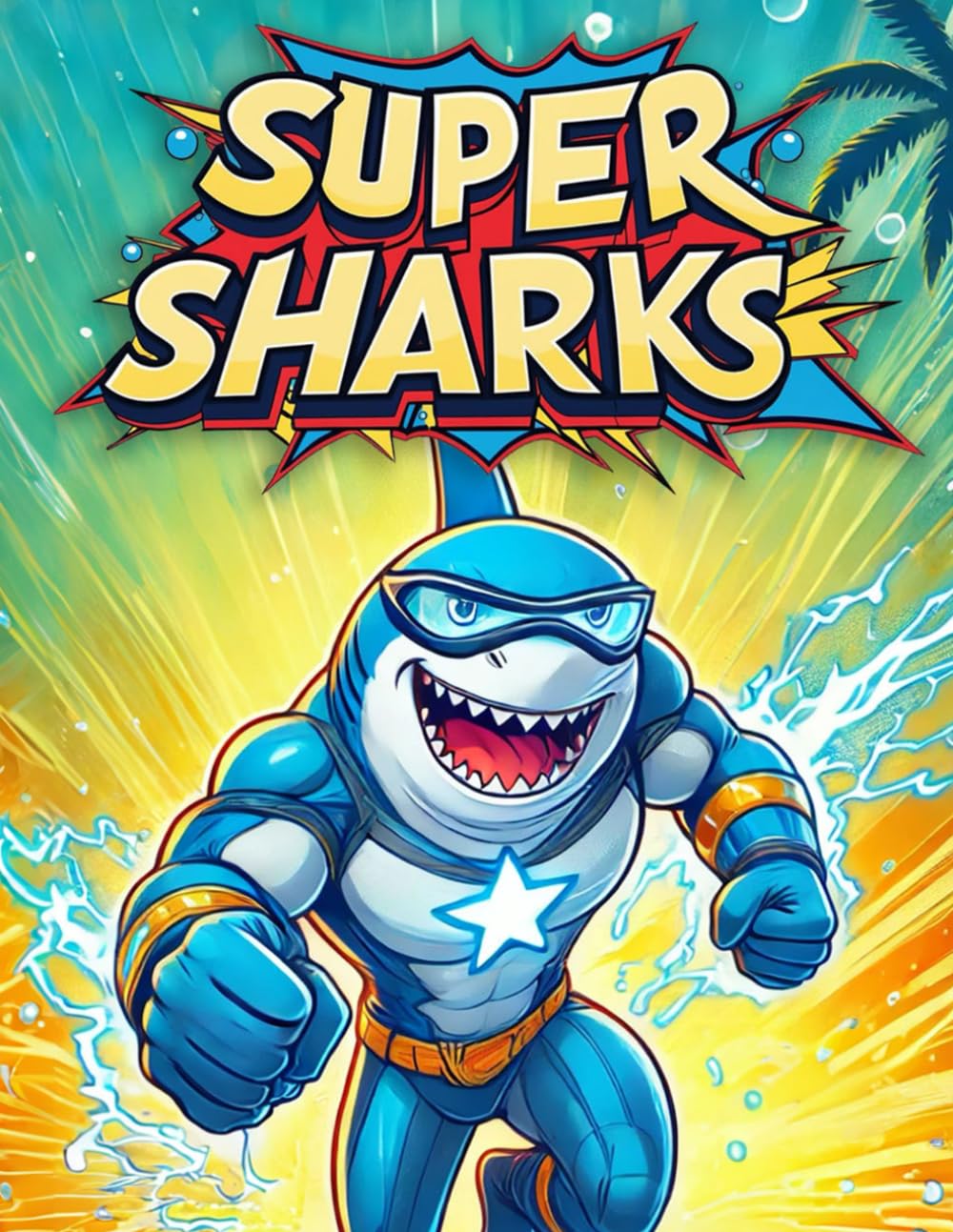 Super Sharks: Fun Super Hero & Villain Shark Coloring Book for Adults and Kids: Perfect for Kids Ages 4-8 Who Love Superheroes and Sharks