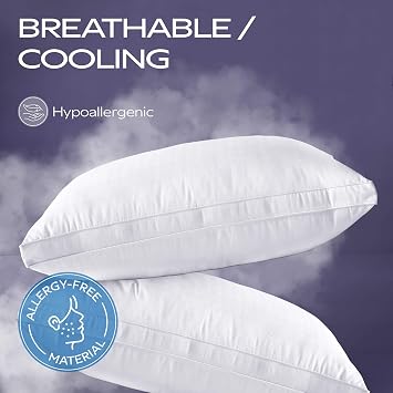 Maxi Deluxe Standard Size Bed Pillow Ultra Soft & Comfortable Versatile for Side, Back & Stomach Sleepers 300TC Cotton Top Single Pack (Standard Size Pillow is 20 x 26)