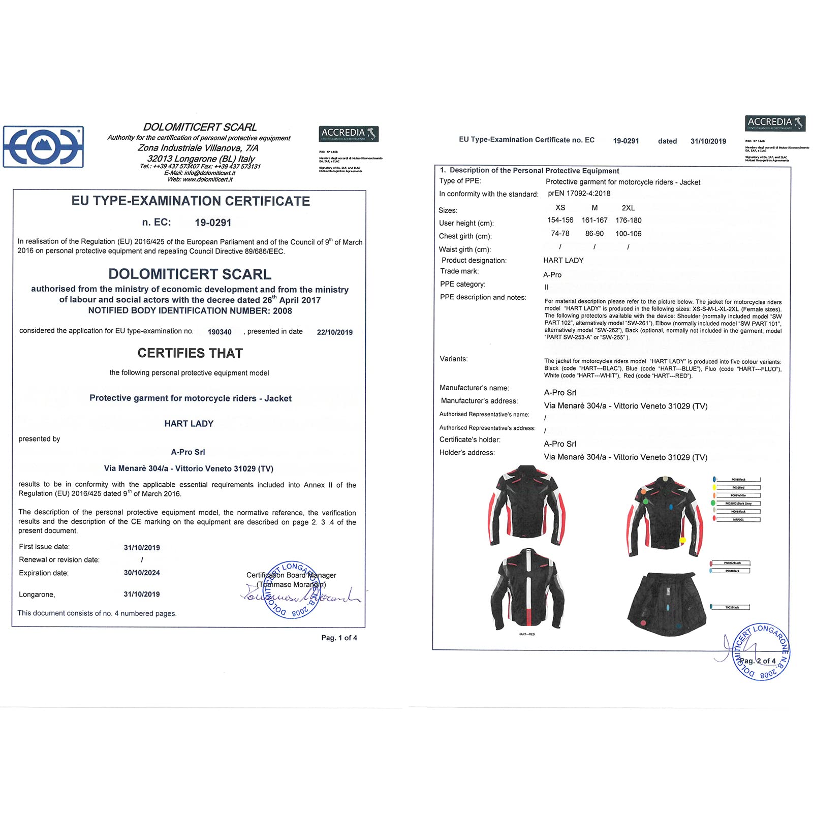 A-pro Señora Mujer Chaqueta cordura Moto manga desmontable Protección Rojo XS