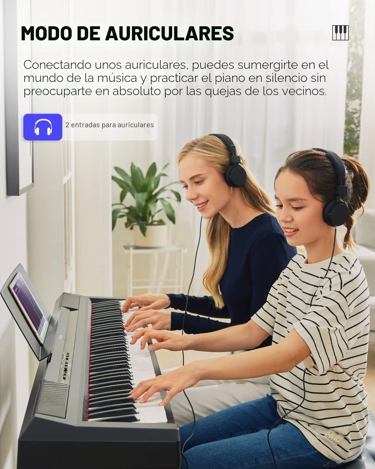 Donner Piano Digital Eléctrico 88 Teclas, Teclado Semi Contrapesadas con Pedal, Tamaño Completo Piano Compacto para principiantes, DEP-10 Negro