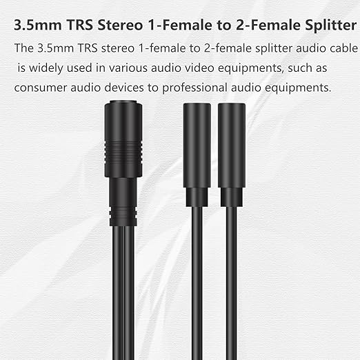 2 Pack 3.5mm 1/8" TRS Stereo 1-Female to Dual 2-Female Jack Splitter Audio Cable miniatura 2
