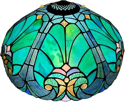 Tiffany Table Lamp Shade 16" Wide Victorian Style Stained Glass Lampshade for Table Lamp Floor Lamp
