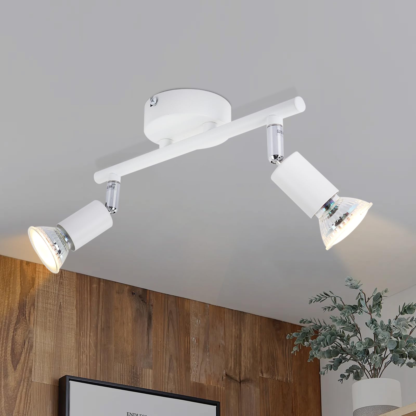 Glitzerlife LED Deckenleuchte GU10 Weiß - Modern Deckenlampe 2 Flammig Deckenspots Wandlampe Deckenstrahler für Wohnzimmerlampe Schlafzimmer Badezimmer Küche Flur Ohne Leuchtmittel